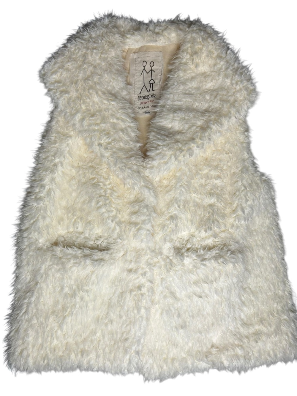 Johnny Was Pete & Greta Sherpa Faux Fur Vest Ivory Cream Snap Front Womens L - Picture 5 of 10